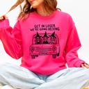 XL Crunchberry Bright Pink Get In Loser, We're Going Hexing Witch Coven Halloween Cozy Gothic Charm Sweatshirt