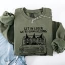 XXL Military Green Get In Loser, We're Going Hexing Witch Coven Halloween Cozy Gothic Charm Sweatshirt