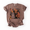 Small Espresso Ghost And Cow Cute Autumn Halloween Spooky Season Cozy Night Village Harvest Moon Comfort Colors Tee