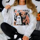 XXL Ash Light Gray Ghost and Cow Cute Autumn Halloween Spooky Fall Cozy Nostalgic Seasonal Sweatshirt