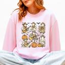 Large Light Pink Ghost Cowboys Halloween Bats Spooky Gothic Nightfall Collection Limited Edition Sweatshirt