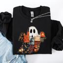  Ghost Faux Quilt Classic Halloween Fall Cozy Nights Festive Timeless Spooky Style Sweatshirt