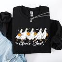 Large Black Goose Sheet Halloween Trick Or Treat Graphic Design For Cozy Seasonal Nights Sweatshirt