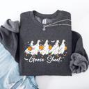 Small Dark Gray Heather Goose Sheet Halloween Trick Or Treat Graphic Design For Cozy Seasonal Nights Sweatshirt