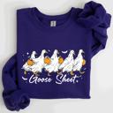 XXL Purple Goose Sheet Halloween Trick Or Treat Graphic Design For Cozy Seasonal Nights Sweatshirt