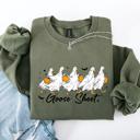 XXXL Military Green Goose Sheet Halloween Trick Or Treat Graphic Design For Cozy Seasonal Nights Sweatshirt