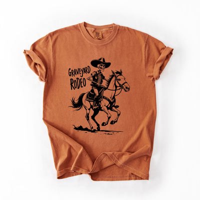 Graveyard Rodeo, Cowboy Skeleton, Halloween Comfort Colors Tee