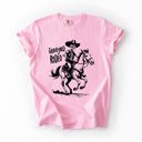 XXXL Blossom Light Pink Graveyard Rodeo, Cowboy Skeleton, Halloween Comfort Colors Tee