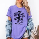 XXXL Violet Purple Graveyard Rodeo, Cowboy Skeleton, Halloween Comfort Colors Tee