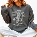 XXXL Dark Gray Heather Graveyard Rodeo Cowboy Skeleton Sweatshirt