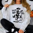 XXXL Ash Light Gray Graveyard Rodeo Cowboy Skeleton Sweatshirt
