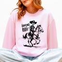 XL Light Pink Graveyard Rodeo Cowboy Skeleton Sweatshirt