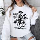 Medium White Graveyard Rodeo Cowboy Skeleton Sweatshirt