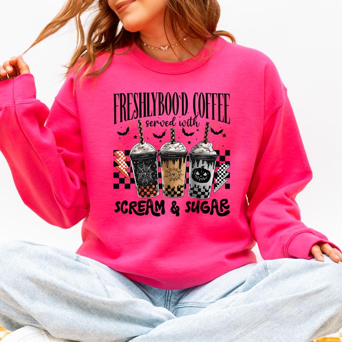 Halloween Coffee Freshly Boo'd Witch Spooky Nighttime Cozy Autumn Vibes Sweatshirt