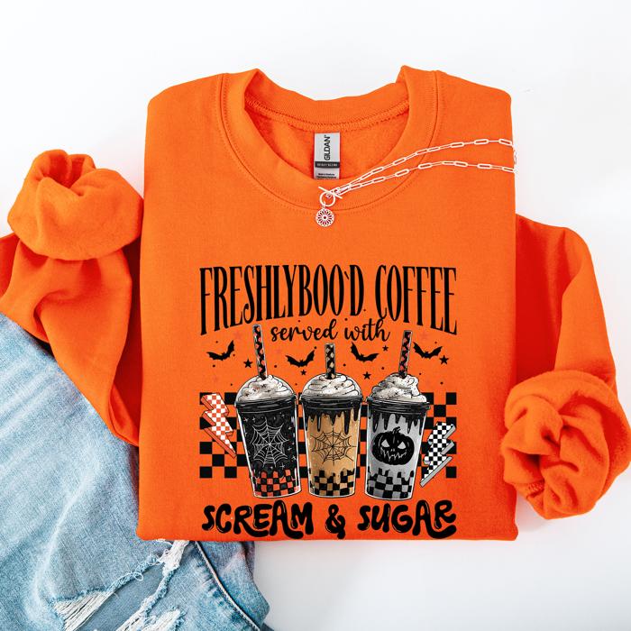 Halloween Coffee Freshly Boo'd Witch Spooky Nighttime Cozy Autumn Vibes Sweatshirt