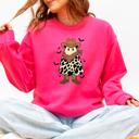 XXXL Crunchberry Bright Pink Halloween Ghost Cowboy Western Country Spirit Autumn Night Graphic Cozy Vintage Sweatshirt