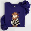 Large Purple Halloween Ghost Cowboy Western Country Spirit Autumn Night Graphic Cozy Vintage Sweatshirt