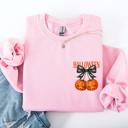 XXXL Light Pink Halloween Jack o Lanterns Cherry Coquette Graphic Print Cozy Autumn Collection Pocket Sweatshirt