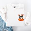 Medium White Halloween Jack o Lanterns Cherry Coquette Graphic Print Cozy Autumn Collection Pocket Sweatshirt