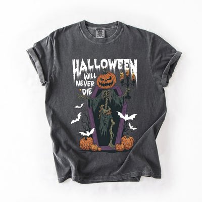 Halloween Will Never Die Spooky Jack-O-Lantern Pumpkin Limited Edition Design Comfort Colors Tee