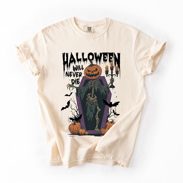 Halloween Will Never Die Spooky Jack-O-Lantern Pumpkin Limited Edition Design Comfort Colors Tee