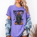 Medium Violet Purple Halloween Will Never Die Spooky Jack-O-Lantern Pumpkin Limited Edition Design Comfort Colors Tee