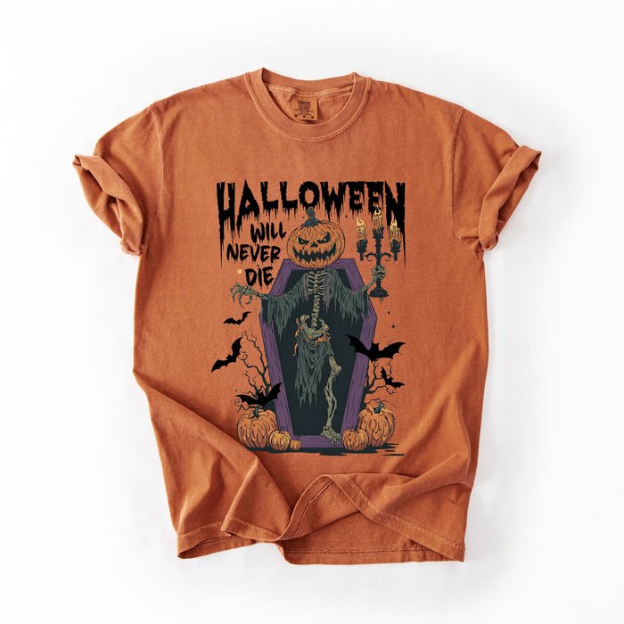 Halloween Will Never Die Spooky Jack-O-Lantern Pumpkin Limited Edition Design Comfort Colors Tee