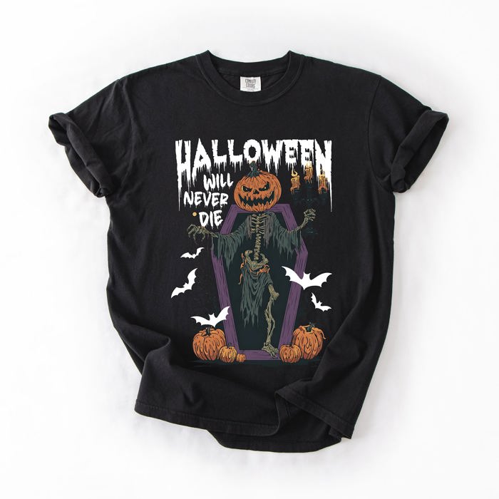 Halloween Will Never Die Spooky Jack-O-Lantern Pumpkin Limited Edition Design Comfort Colors Tee