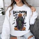 Small White Halloween Will Never Die Spooky Jack O Lantern Pumpkin Haunted Autumn Night Graphic Illustration Collection Sweatshirt