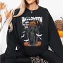 XXXL Black Halloween Will Never Die Spooky Jack O Lantern Pumpkin Haunted Autumn Night Graphic Illustration Collection Sweatshirt