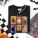 Large Black Classic Halloween Ghost Black Cat Pumpkin Witch Spooky Season Comfort Colors Tee