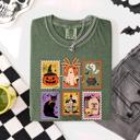 Small Moss Dark Green Classic Halloween Ghost Black Cat Pumpkin Witch Spooky Season Comfort Colors Tee
