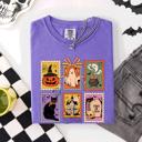 XL Violet Purple Classic Halloween Ghost Black Cat Pumpkin Witch Spooky Season Comfort Colors Tee