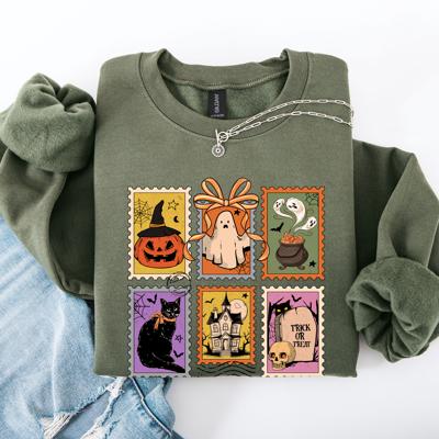 Haunting Halloween Night Parade With Ghosts Black Cat Pumpkins Witch Cozy Sweatshirt