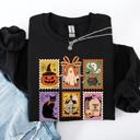 XXXL Black Haunting Halloween Night Parade With Ghosts Black Cat Pumpkins Witch Cozy Sweatshirt