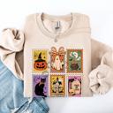 XXXL Sand Haunting Halloween Night Parade With Ghosts Black Cat Pumpkins Witch Cozy Sweatshirt