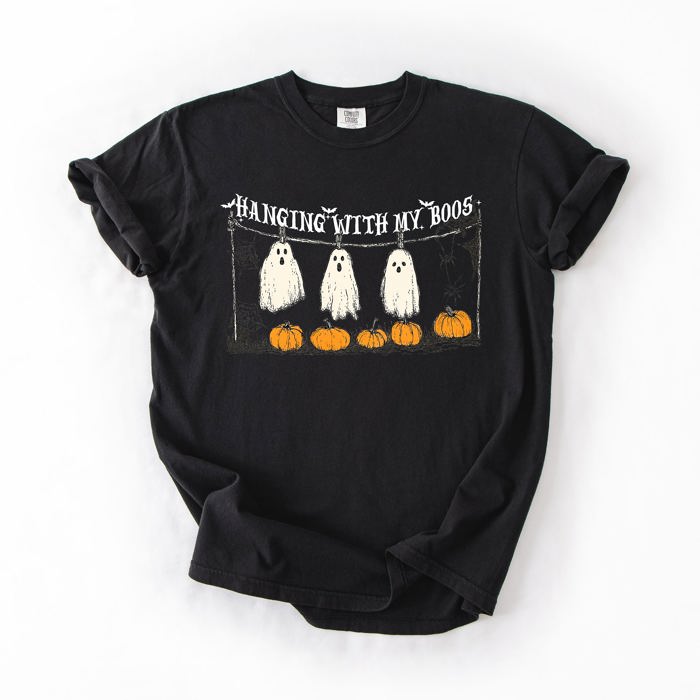 Hanging With My Boos Ghosts Halloween Spirits And Grinning Pumpkins For A Spooky Fun Night Comfort Colors Tee