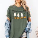 Medium Moss Dark Green Hanging With My Boos Ghosts Halloween Spirits And Grinning Pumpkins For A Spooky Fun Night Comfort Colors Tee