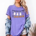Small Violet Purple Hanging With My Boos Ghosts Halloween Spirits And Grinning Pumpkins For A Spooky Fun Night Comfort Colors Tee