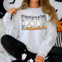 XXL Ash Light Gray Hanging With My Boos Ghosts Halloween Spooky Seasonal Pumpkins Cozy Graphic Sweatshirt