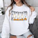 Large White Hanging With My Boos Ghosts Halloween Spooky Seasonal Pumpkins Cozy Graphic Sweatshirt