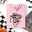 Small Blossom Light Pink Hell Raiser Skeleton Halloween Spooky Cowboy Country Western Edition Comfort Colors Tee