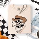 Medium Ivory Cream Hell Raiser Skeleton Halloween Spooky Cowboy Country Western Edition Comfort Colors Tee