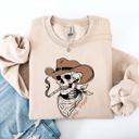 XXL Sand Hell Raiser Skeleton Halloween Western Spooky Cowboy Country Premium Graphic Sweatshirt