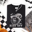 Medium Black Hiss Off Cat Halloween Witch Funny For Cat Lovers And Halloween Enthusiasts Comfort Colors Tee