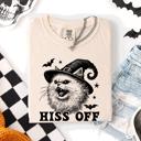 Medium Ivory Cream Hiss Off Cat Halloween Witch Funny For Cat Lovers And Halloween Enthusiasts Comfort Colors Tee
