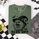 XXXL Moss Dark Green Hiss Off Cat Halloween Witch Funny For Cat Lovers And Halloween Enthusiasts Comfort Colors Tee