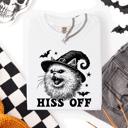 Medium White Hiss Off Cat Halloween Witch Funny For Cat Lovers And Halloween Enthusiasts Comfort Colors Tee