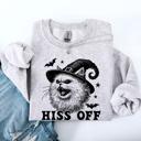 XL Ash Light Gray Hiss Off Cat Halloween Witch Cozy Feline Graphic Illustration For Cozy Fall Fashion Sweatshirt