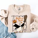 XXXL Sand Honk Or Treat Cute Goose Halloween Witch Cozy Graphic Vintage Print Deluxe Sweatshirt